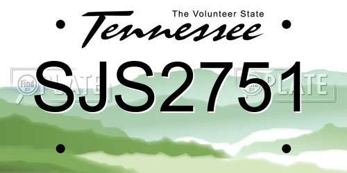 SJS2751 Tennessee License Plate