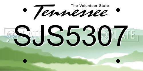 SJS5307 Tennessee License Plate