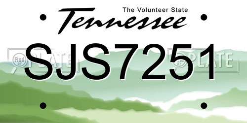 SJS7251 Tennessee License Plate