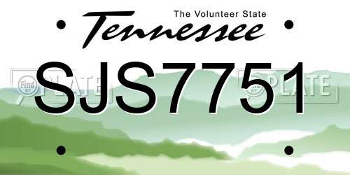 SJS7751 Tennessee License Plate