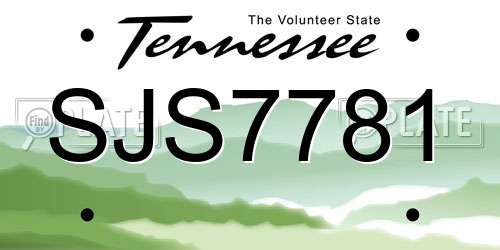 SJS7781 Tennessee License Plate