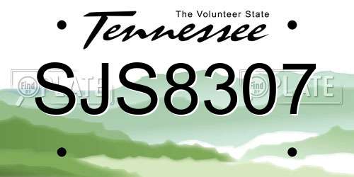 SJS8307 Tennessee License Plate