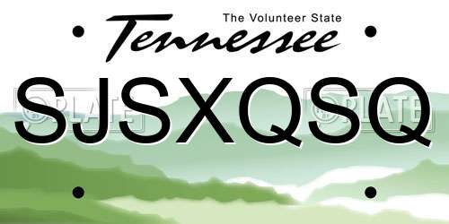 SJSXQSQ Tennessee License Plate