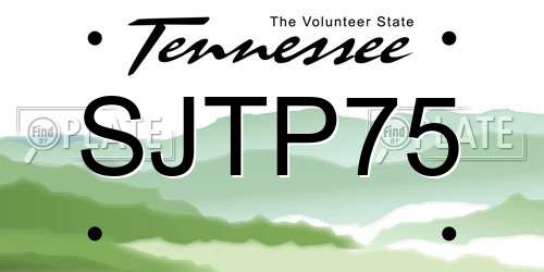 SJTP75 Tennessee License Plate