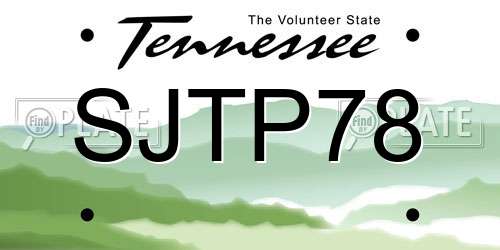 SJTP78 Tennessee License Plate
