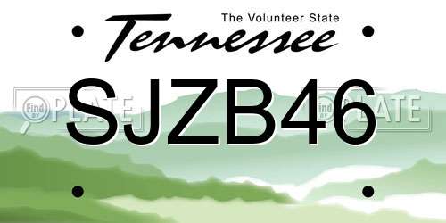 SJZB46 Tennessee License Plate