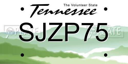 SJZP75 Tennessee License Plate