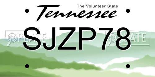 SJZP78 Tennessee License Plate