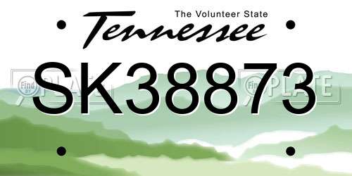 SK38873 Tennessee License Plate