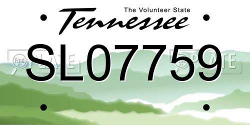 SL07759 Tennessee License Plate