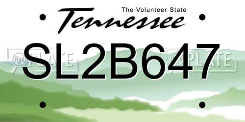 SL2B647 Tennessee License Plate