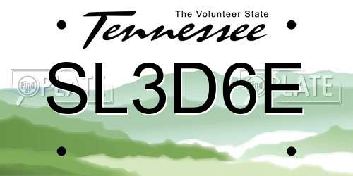 SL3D6E Tennessee License Plate