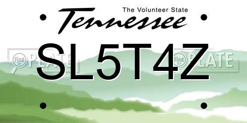 SL5T4Z Tennessee License Plate