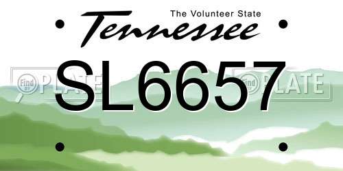 SL6657 Tennessee License Plate