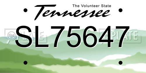 SL75647 Tennessee License Plate