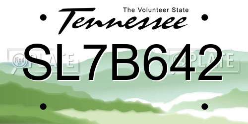 SL7B642 Tennessee License Plate