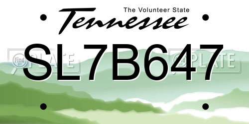 SL7B647 Tennessee License Plate