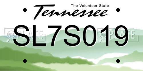 SL7S019 Tennessee License Plate