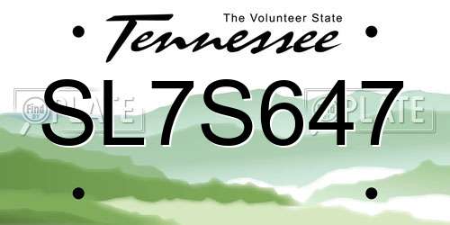 SL7S647 Tennessee License Plate
