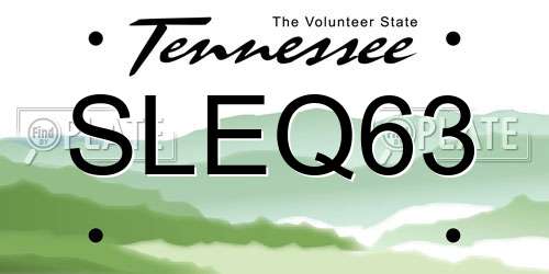 SLEQ63 Tennessee License Plate