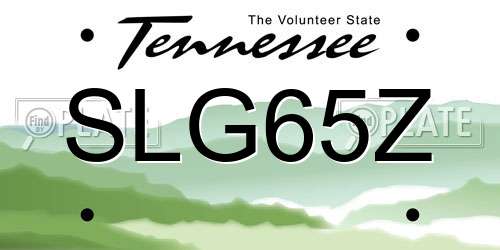 SLG65Z Tennessee License Plate