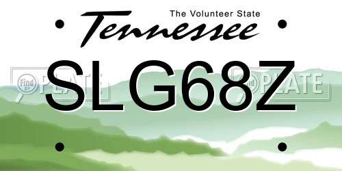 SLG68Z Tennessee License Plate