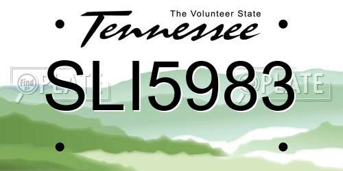 SLI5983 Tennessee License Plate
