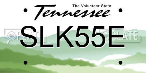 SLK55E Tennessee License Plate