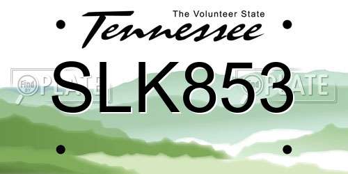 SLK853 Tennessee License Plate