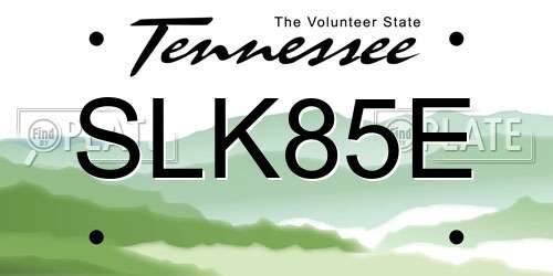 SLK85E Tennessee License Plate