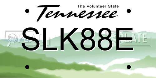 SLK88E Tennessee License Plate
