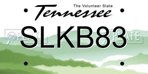 SLKB83 Tennessee License Plate