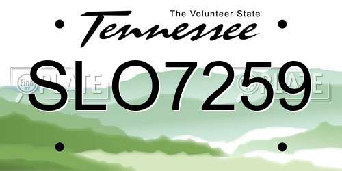 SLO7259 Tennessee License Plate
