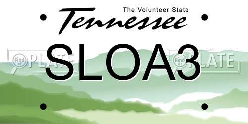 SLOA3 Tennessee License Plate