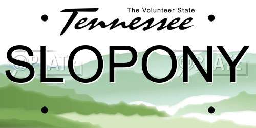 SLOPONY Tennessee License Plate