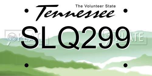 SLQ299 Tennessee License Plate