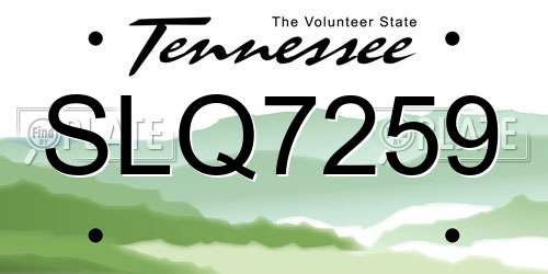 SLQ7259 Tennessee License Plate