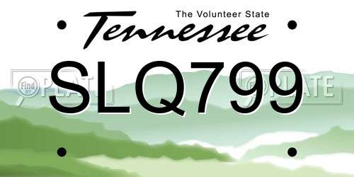 SLQ799 Tennessee License Plate