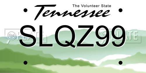 SLQZ99 Tennessee License Plate