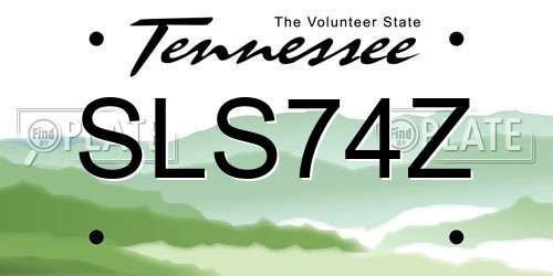 SLS74Z Tennessee License Plate