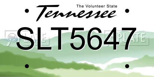 SLT5647 Tennessee License Plate