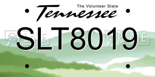 SLT8019 Tennessee License Plate