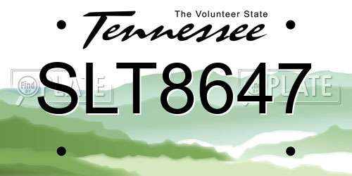 SLT8647 Tennessee License Plate