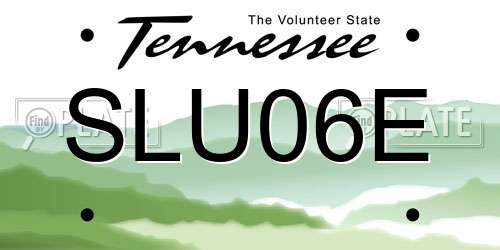 SLU06E Tennessee License Plate