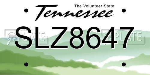 SLZ8647 Tennessee License Plate