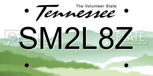 SM2L8Z Tennessee License Plate