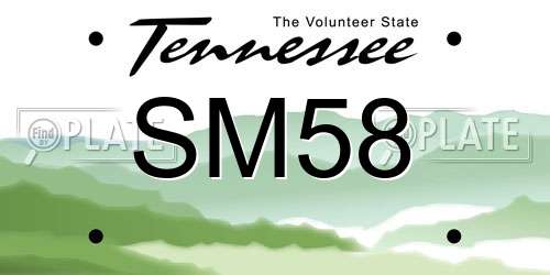 SM58 Tennessee License Plate