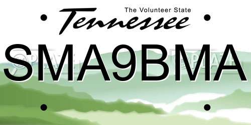 SMA9BMA Tennessee License Plate