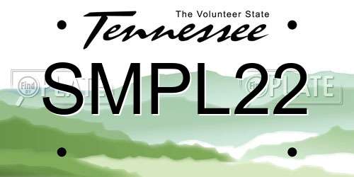 SMPL22 Tennessee License Plate