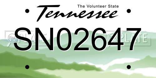 SN02647 Tennessee License Plate